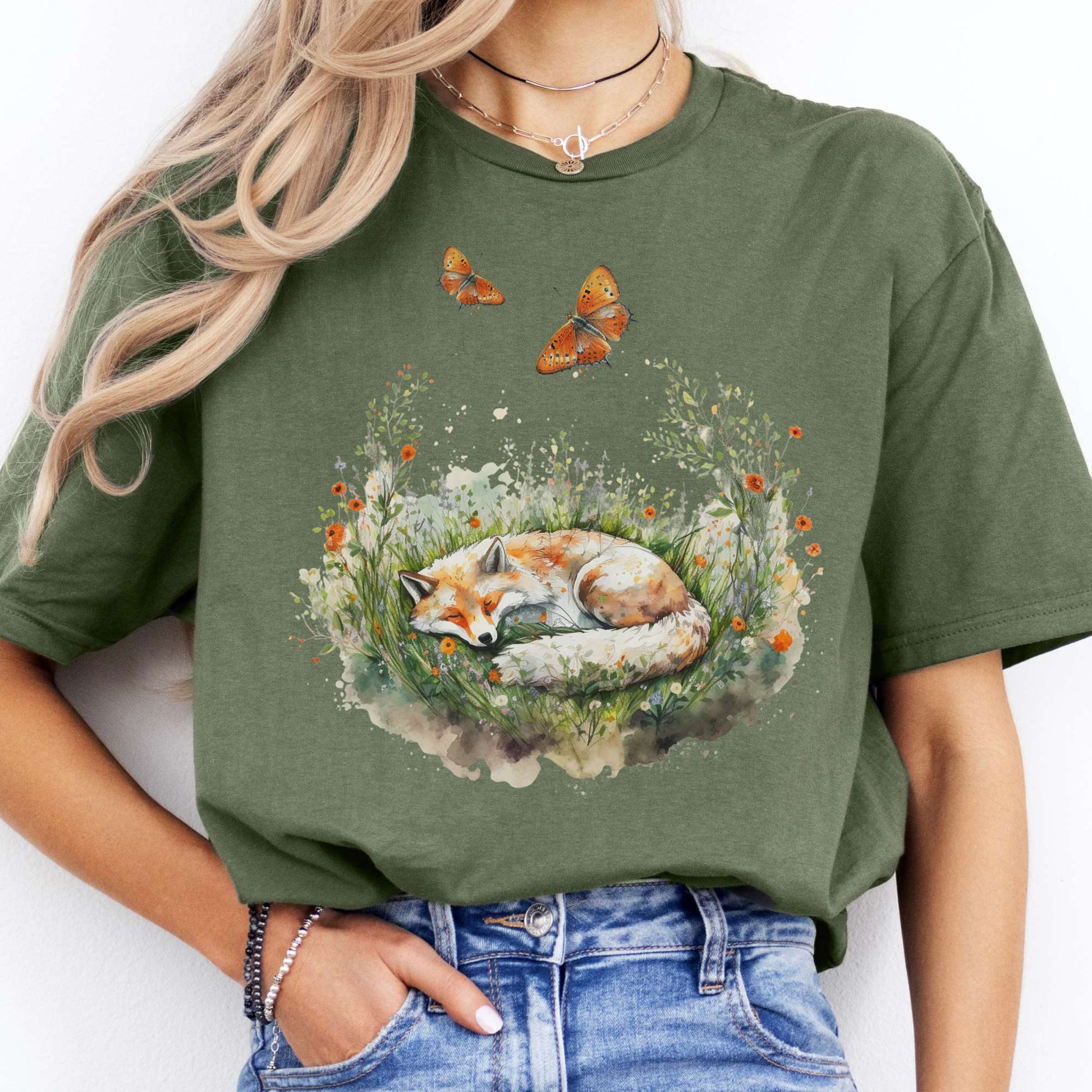 T-Shirts Sleeping Fox T-Shirt The Mystic Eden