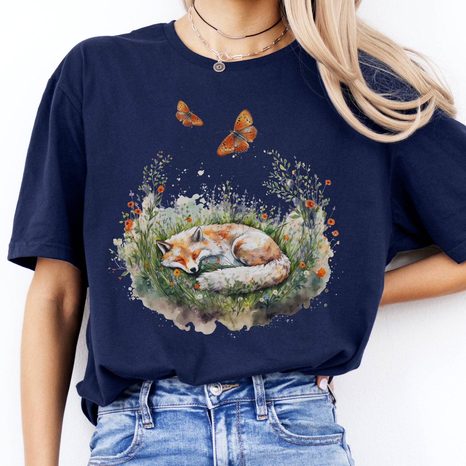 T-Shirts Sleeping Fox T-Shirt The Mystic Eden