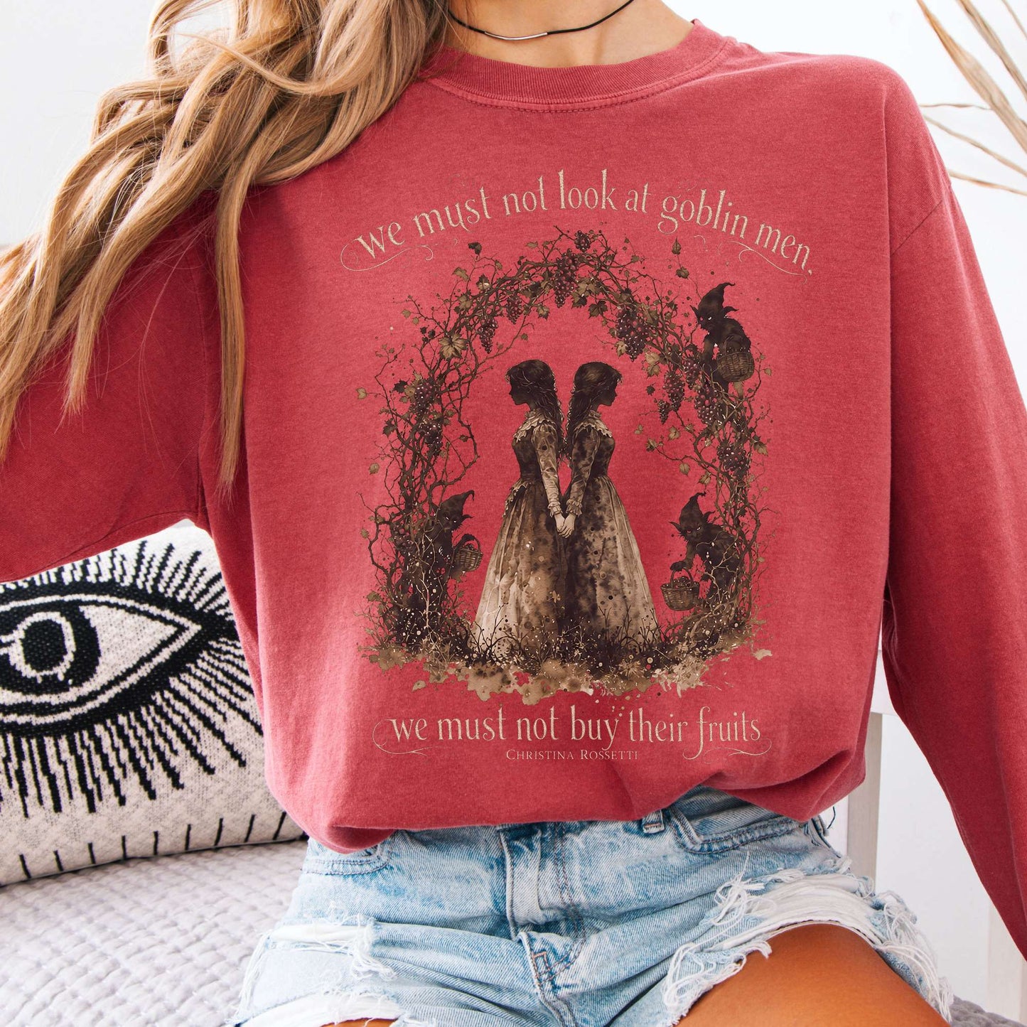 Long-sleeve Crimson / S The Goblin Market Christina Rossetti Literary Long Sleeve The Mystic Eden