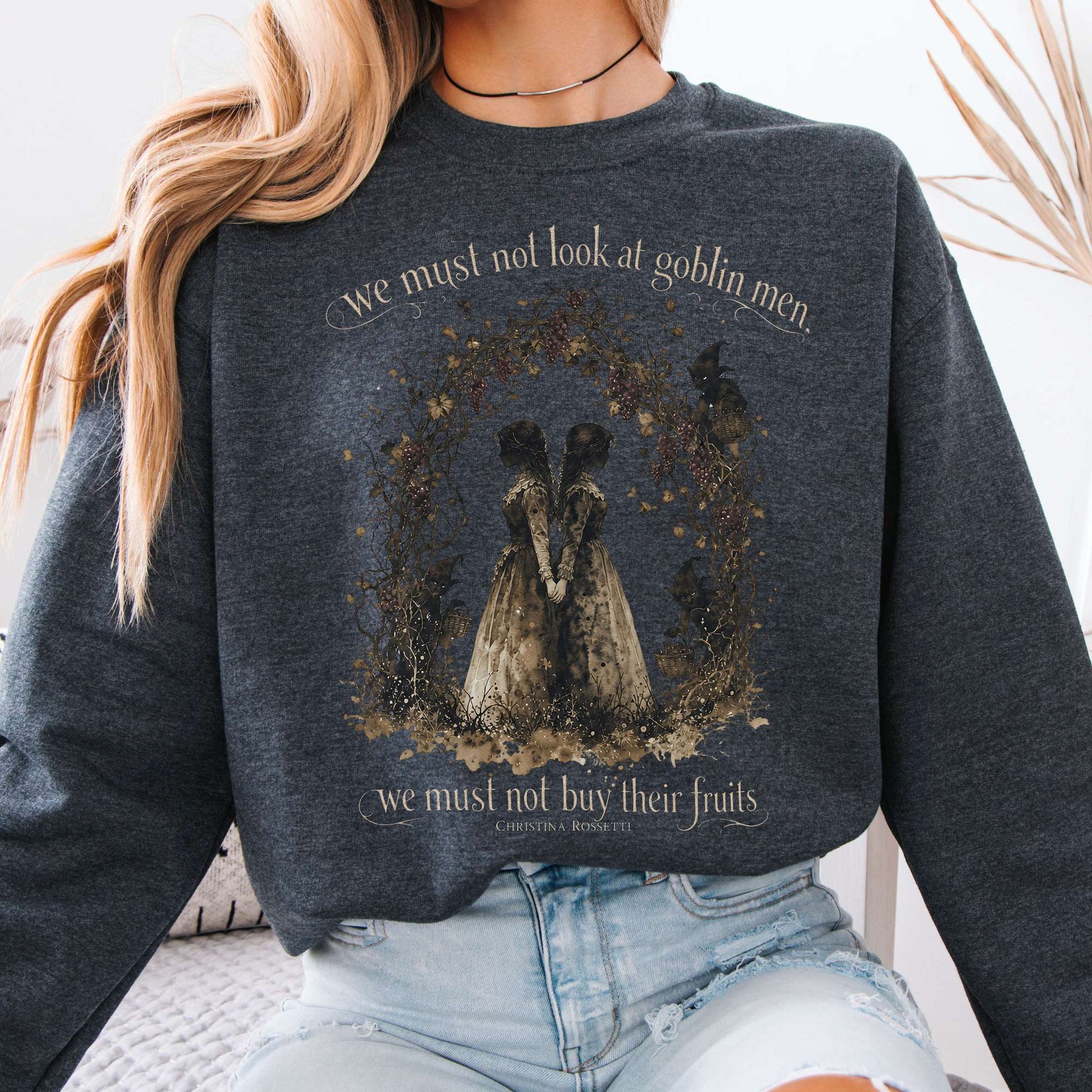 Sweatshirt Dark Heather / S The Goblin Market Christina Rossetti Literary Crewneck Sweatshirt The Mystic Eden