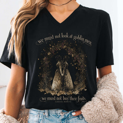 V-neck Black / S The Goblin Market Christina Rossetti Literary V-Neck The Mystic Eden