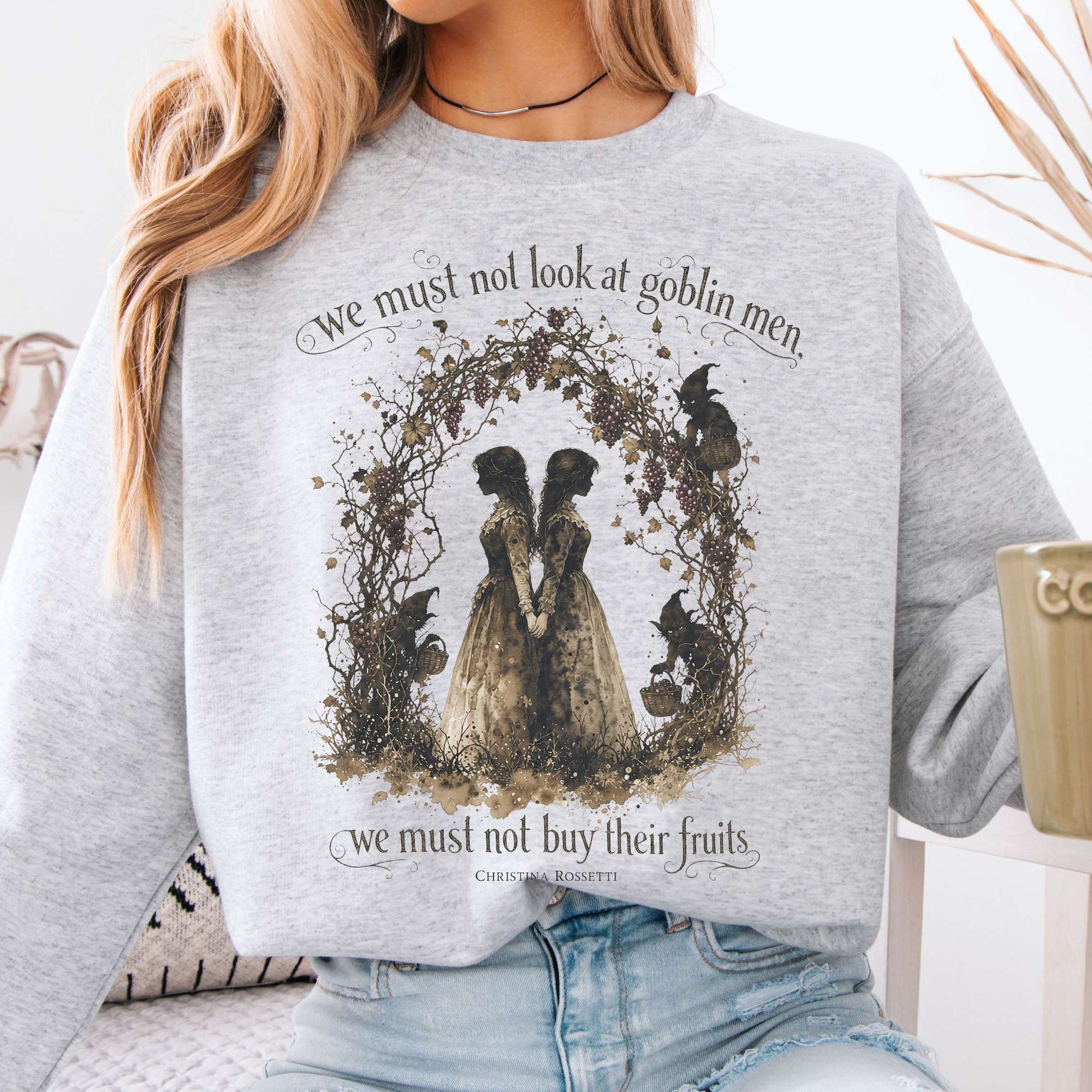 Sweatshirt Ash / S The Goblin Market Christina Rossetti Literary Crewneck Sweatshirt The Mystic Eden