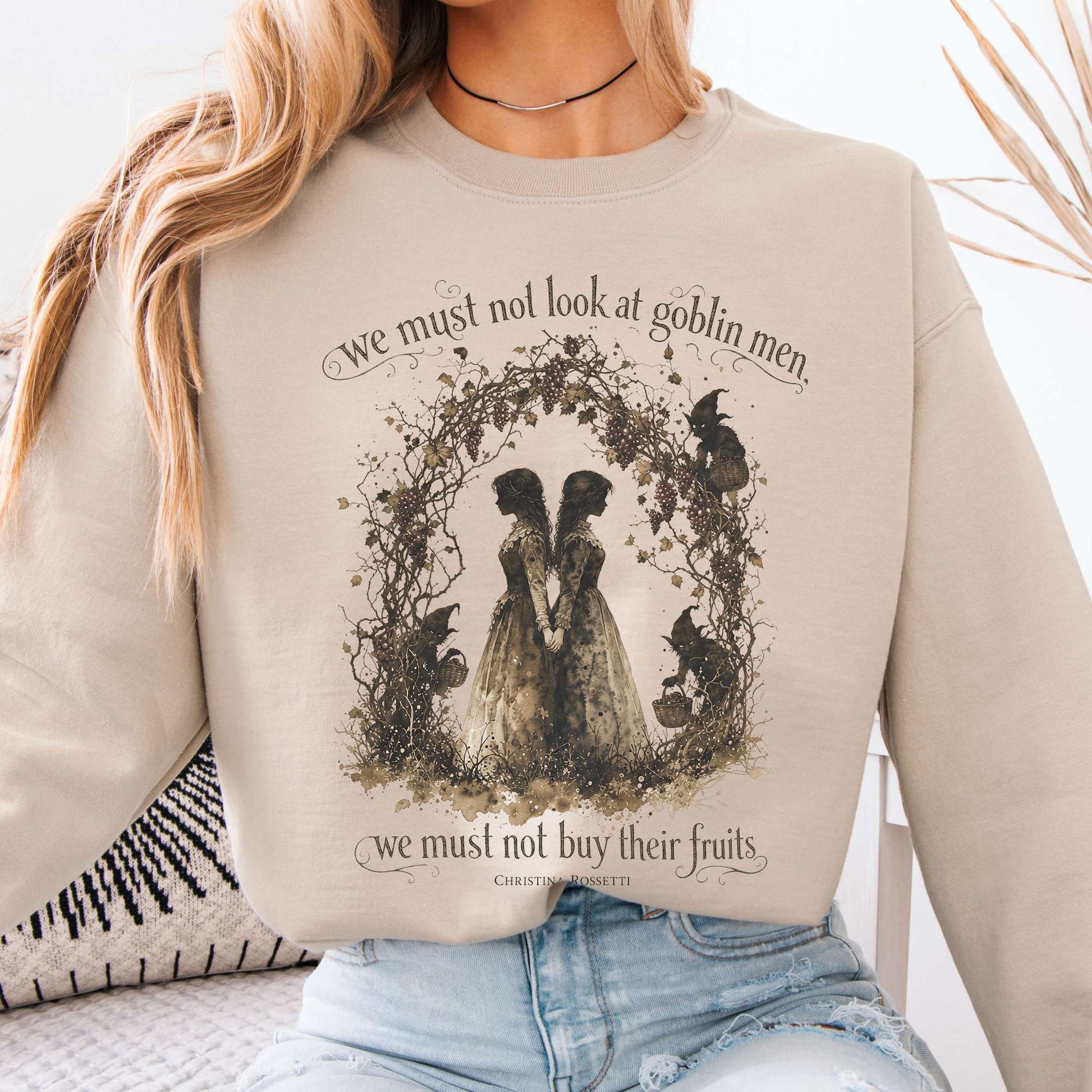 Sweatshirt Sand / S The Goblin Market Christina Rossetti Literary Crewneck Sweatshirt The Mystic Eden
