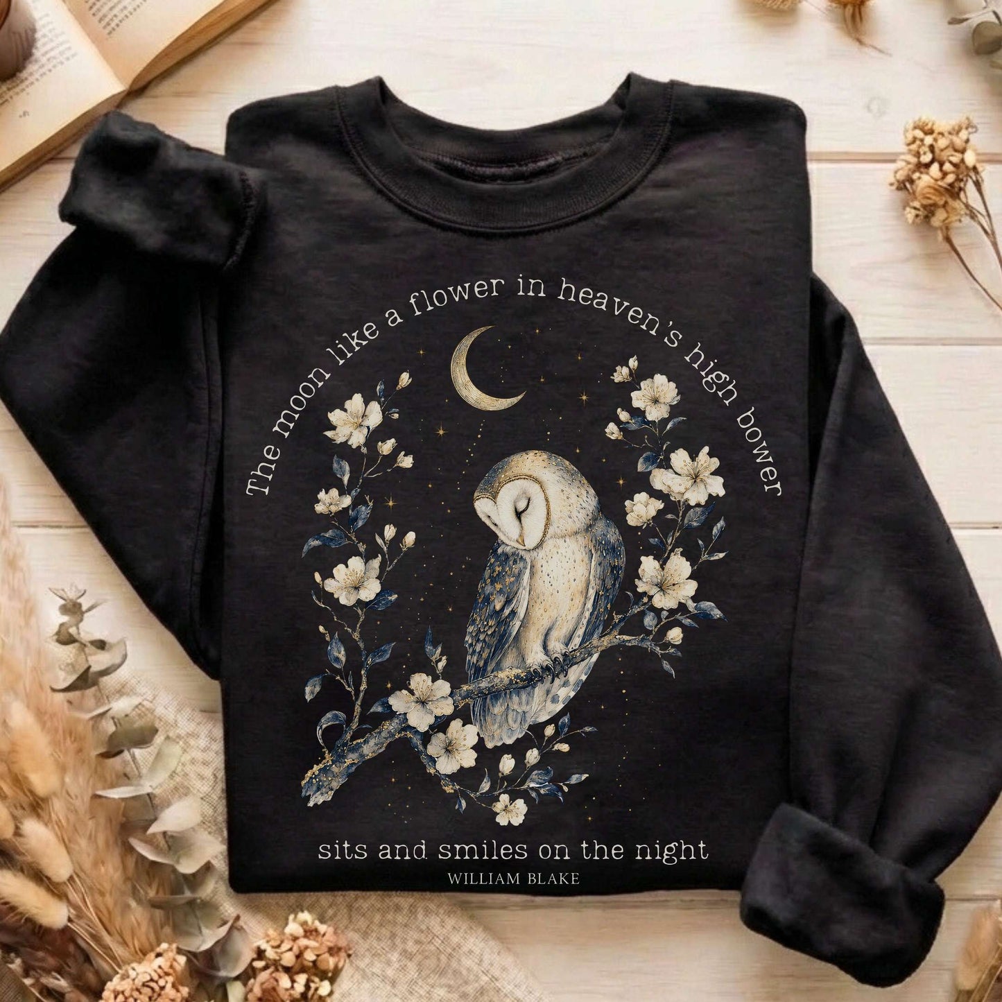The Moon Smiles On The Night William Blake Literary Sweatshirt
