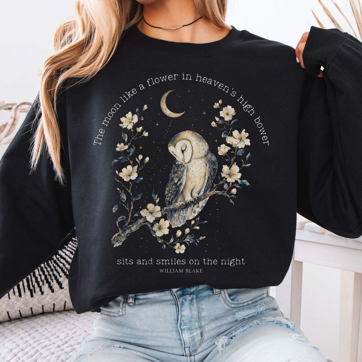 The Moon Smiles On The Night William Blake Literary Sweatshirt
