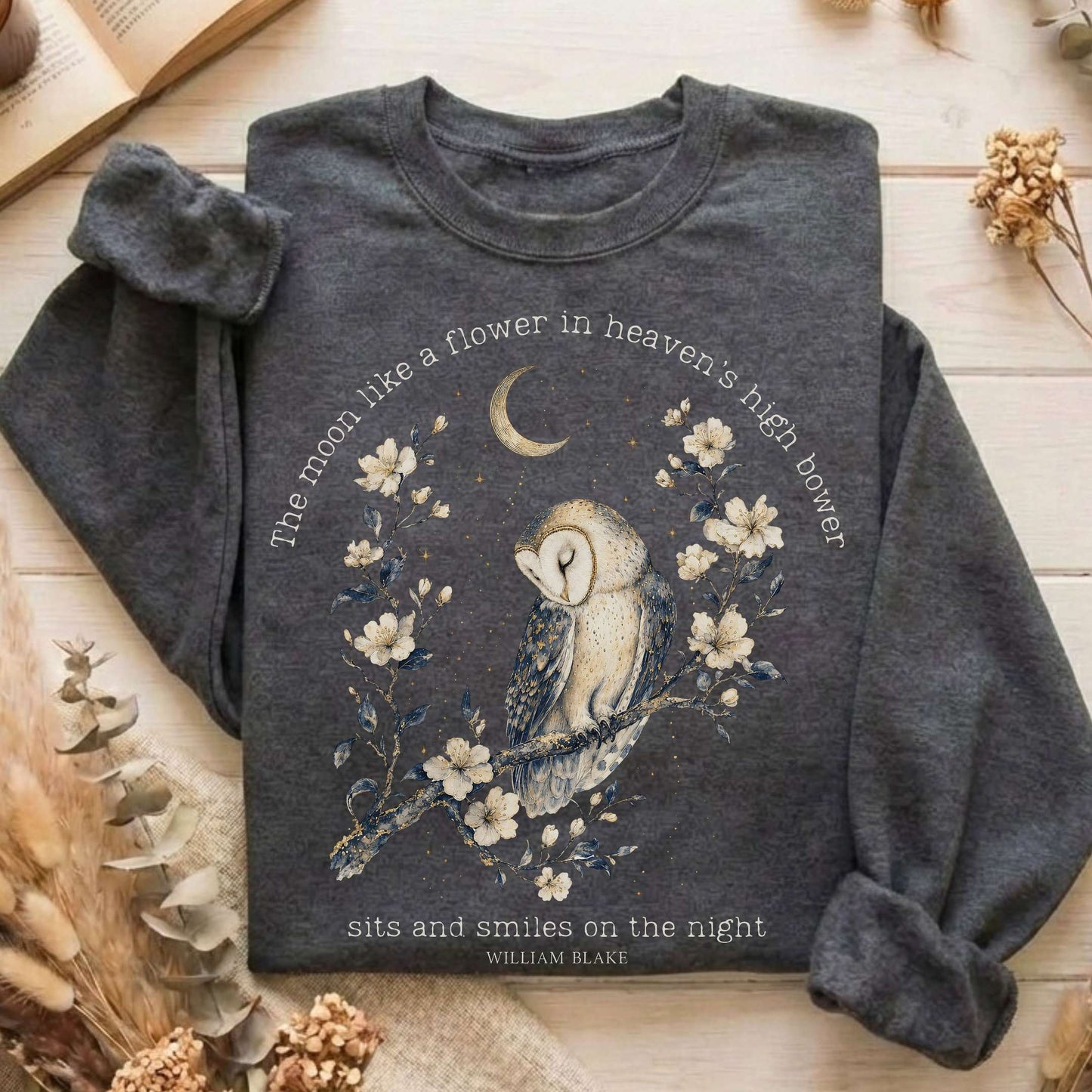 The Moon Smiles On The Night William Blake Literary Sweatshirt
