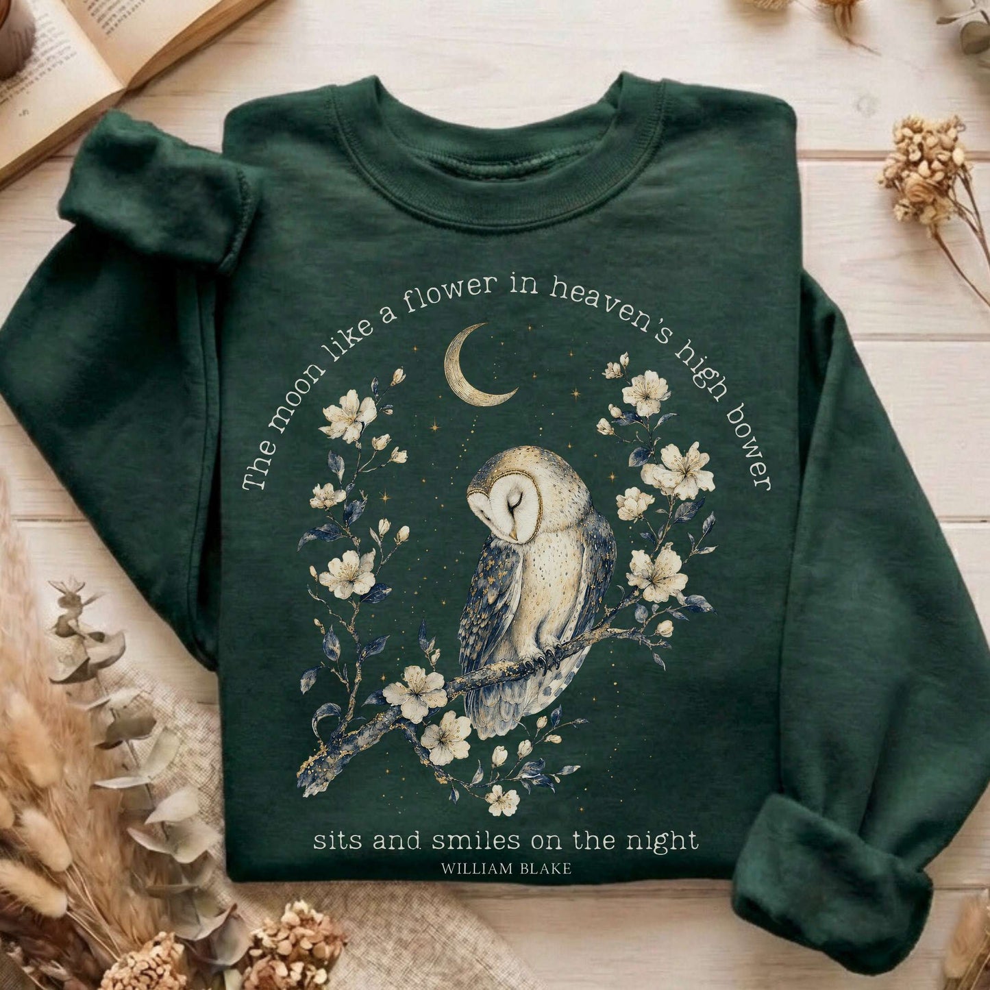 The Moon Smiles On The Night William Blake Literary Sweatshirt