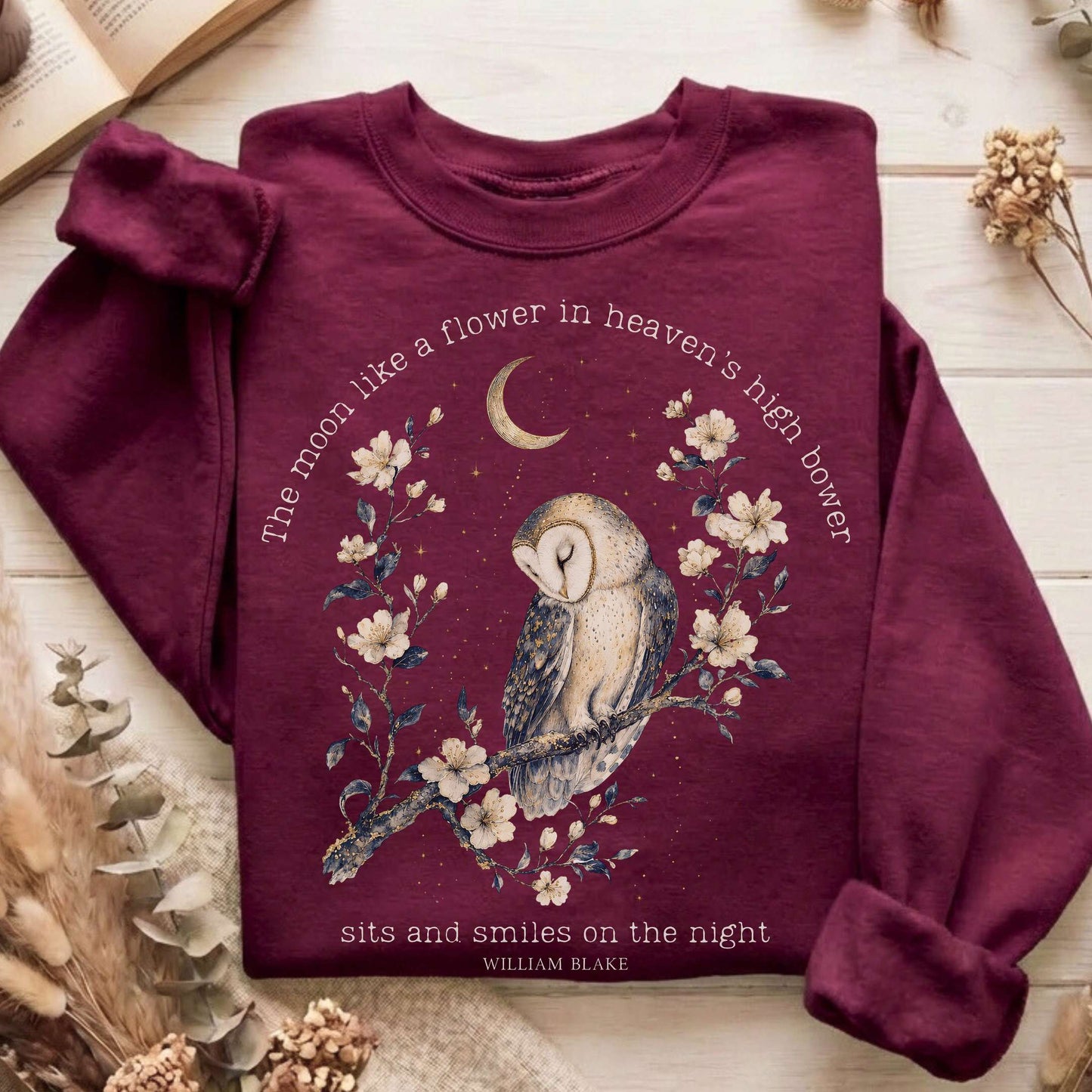 The Moon Smiles On The Night William Blake Literary Sweatshirt