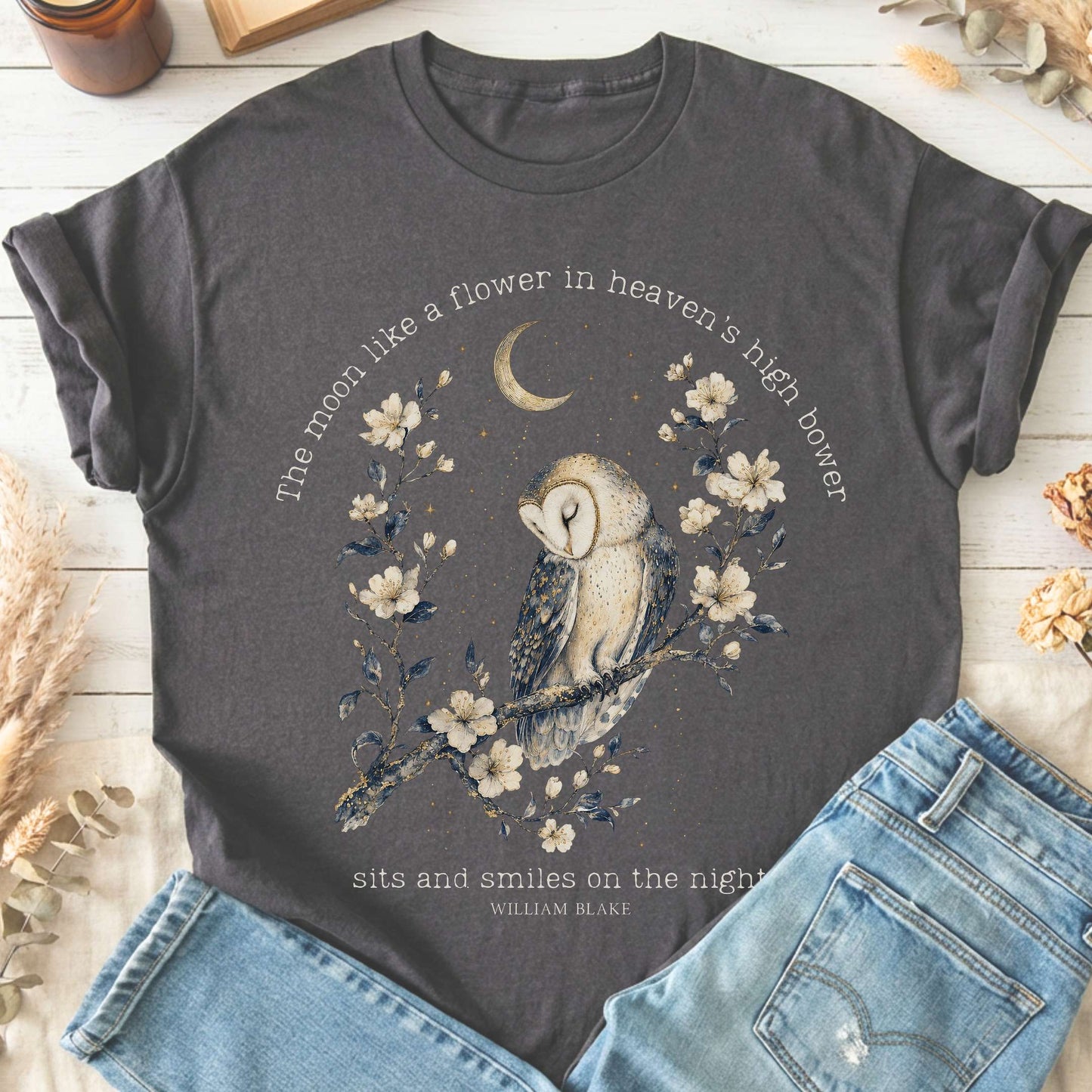 The Moon Smiles On The Night William Blake Literary T-Shirt