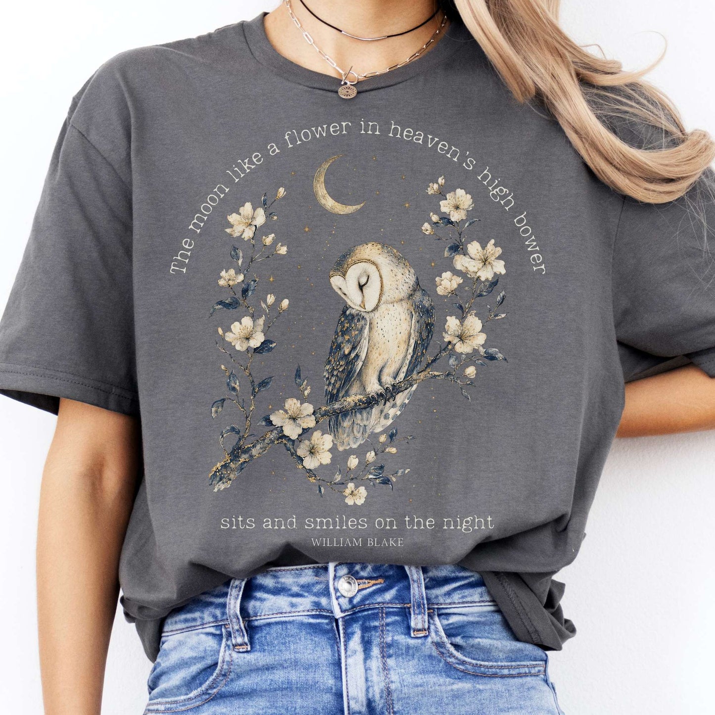 The Moon Smiles On The Night William Blake Literary T-Shirt