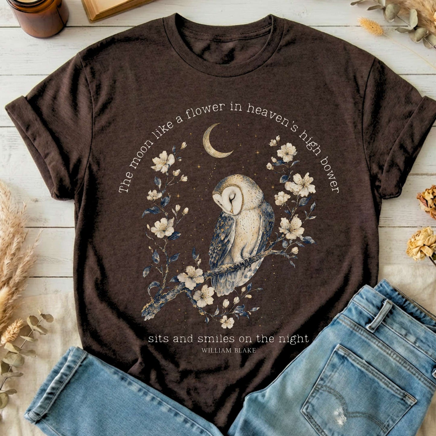The Moon Smiles On The Night William Blake Literary T-Shirt