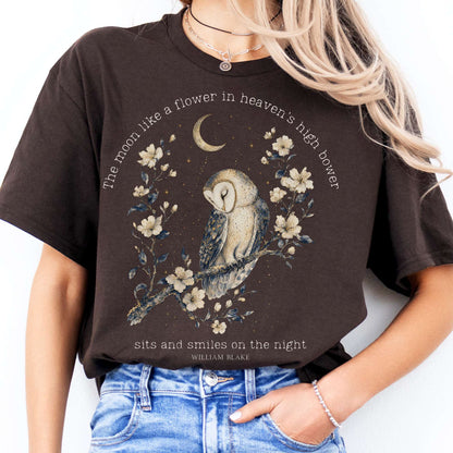 The Moon Smiles On The Night William Blake Literary T-Shirt