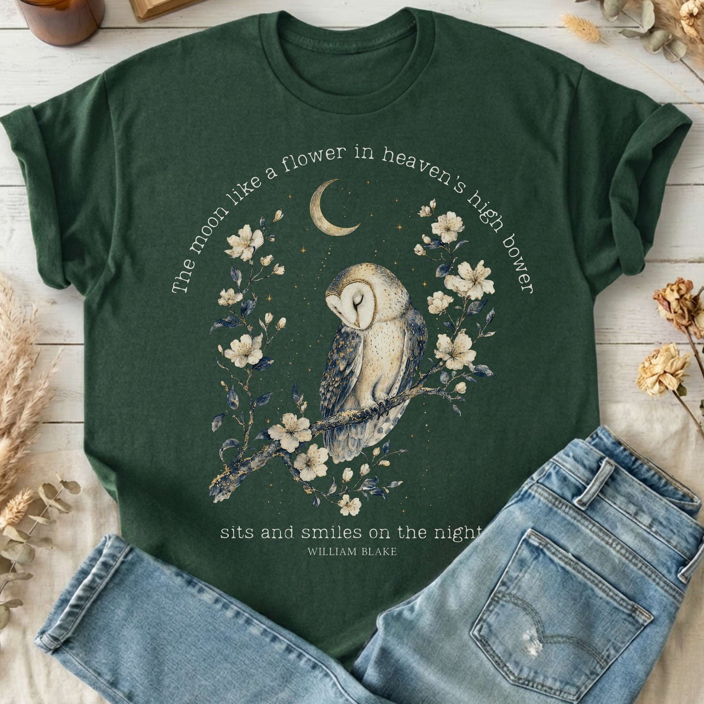 The Moon Smiles On The Night William Blake Literary T-Shirt