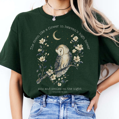 The Moon Smiles On The Night William Blake Literary T-Shirt