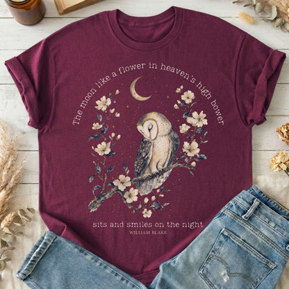 The Moon Smiles On The Night William Blake Literary T-Shirt