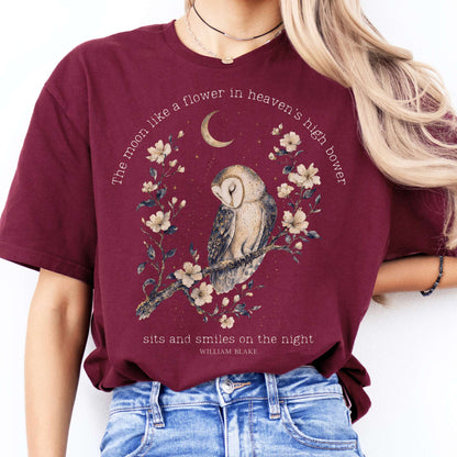 The Moon Smiles On The Night William Blake Literary T-Shirt