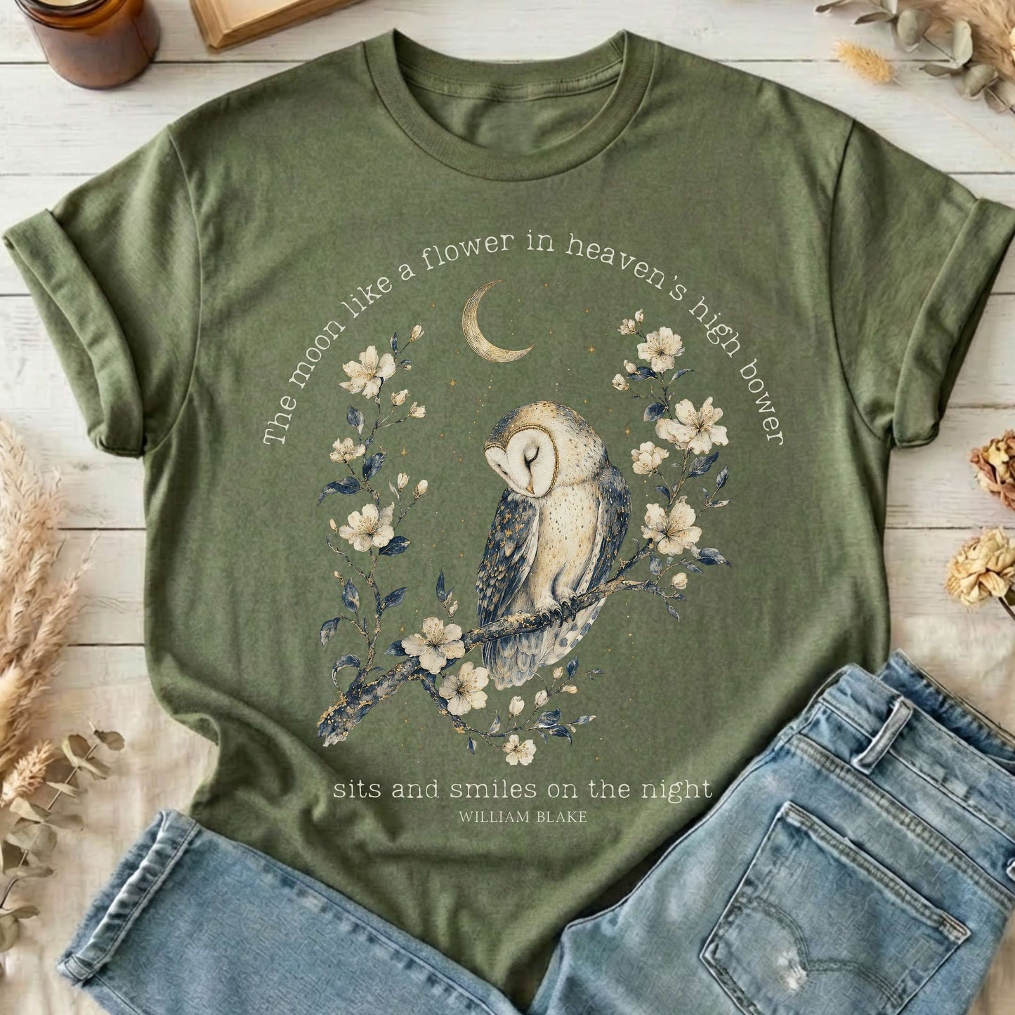 The Moon Smiles On The Night William Blake Literary T-Shirt
