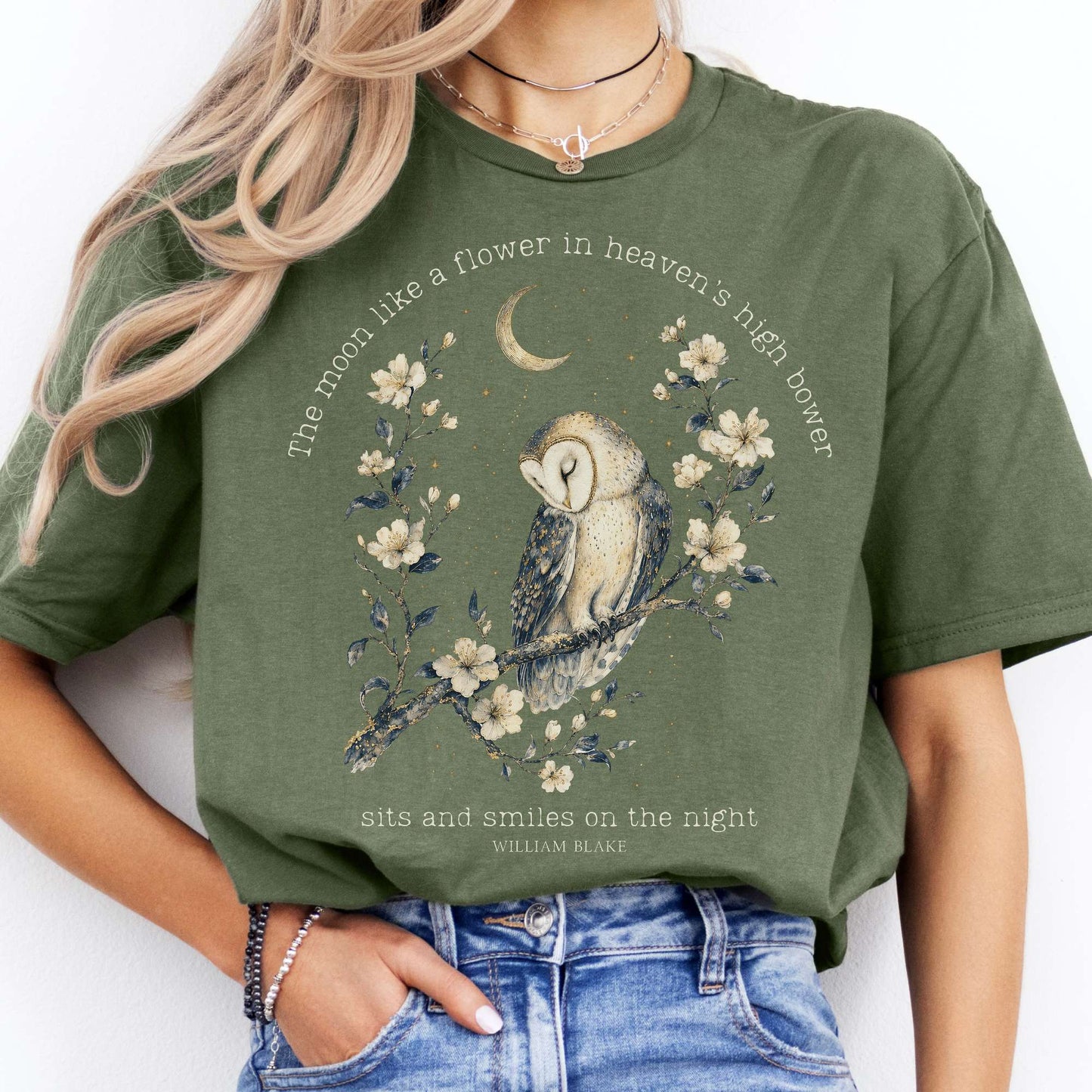 The Moon Smiles On The Night William Blake Literary T-Shirt