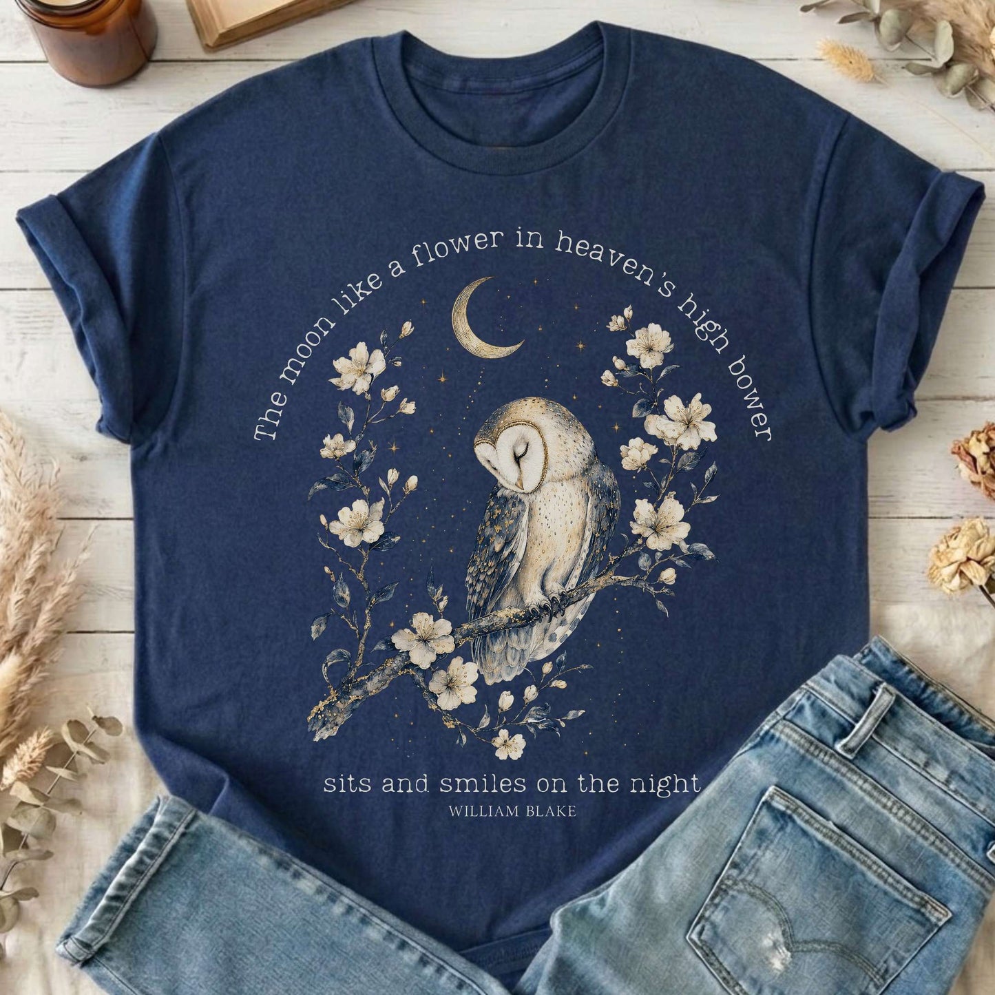 The Moon Smiles On The Night William Blake Literary T-Shirt