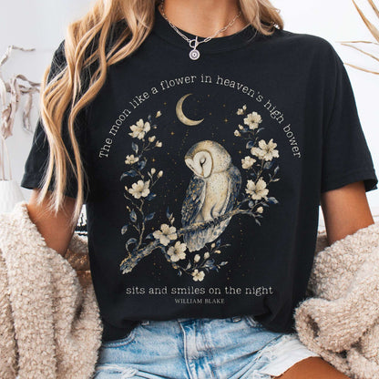 T-Shirt Black / S The Moon Smiles On The Night William Blake Literary T-Shirt The Mystic Eden