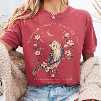 T-Shirt Crimson / S The Moon Smiles On The Night William Blake Literary T-Shirt The Mystic Eden