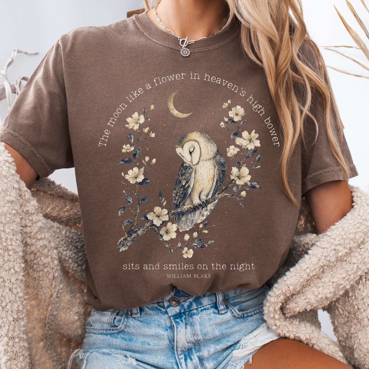 T-Shirt Espresso / S The Moon Smiles On The Night William Blake Literary T-Shirt The Mystic Eden