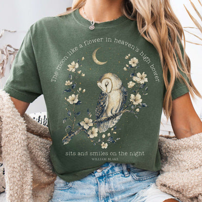 T-Shirt Moss / S The Moon Smiles On The Night William Blake Literary T-Shirt The Mystic Eden