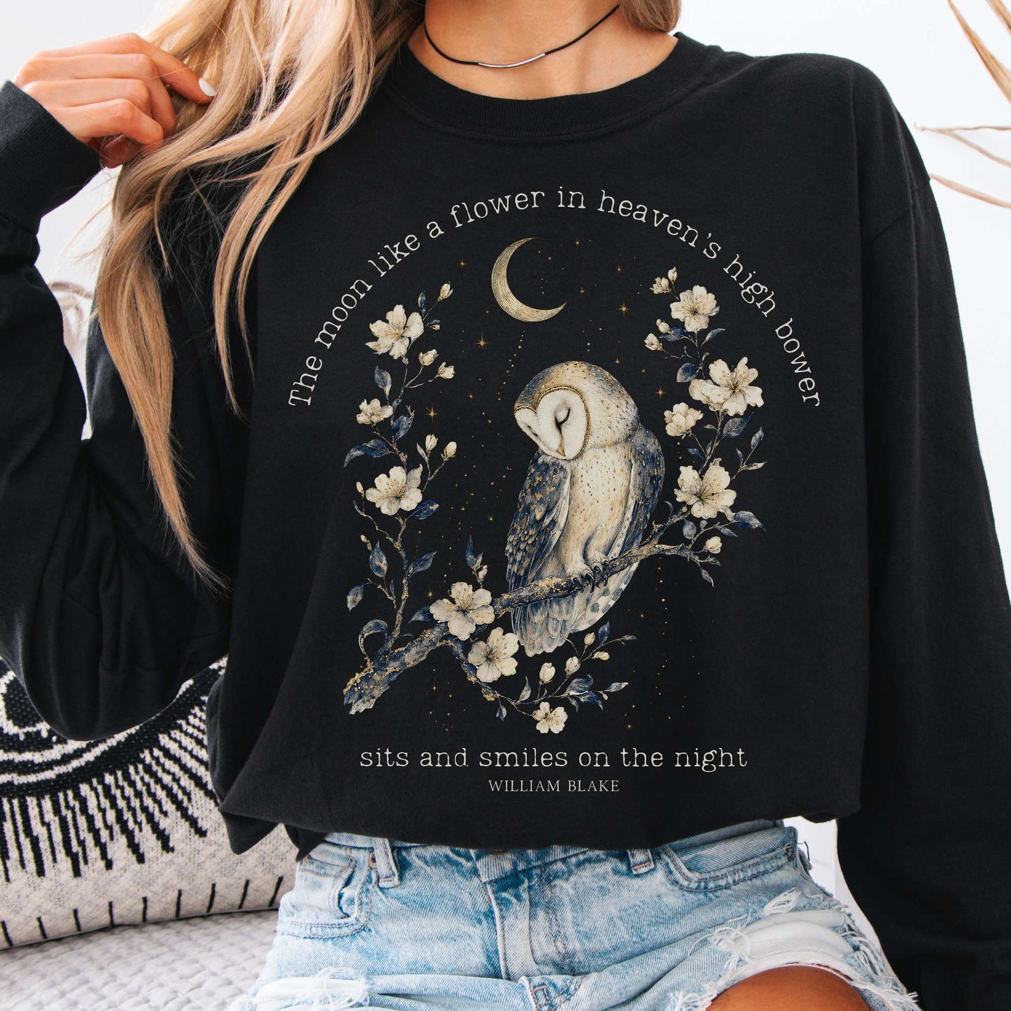 Long-sleeve Black / S The Moon Smiles On The Night William Blake Literary Long Sleeve The Mystic Eden