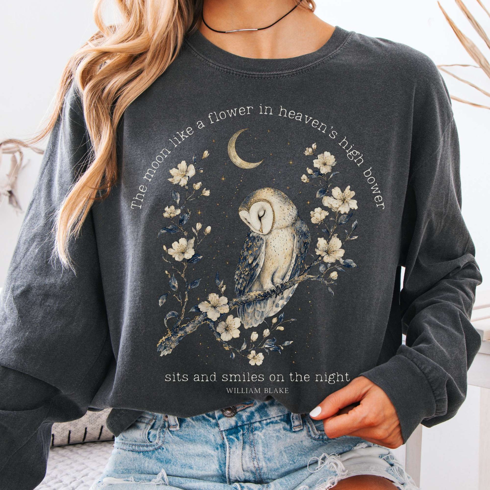Long-sleeve Pepper / S The Moon Smiles On The Night William Blake Literary Long Sleeve The Mystic Eden