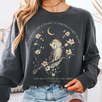 Long-sleeve Pepper / S The Moon Smiles On The Night William Blake Literary Long Sleeve The Mystic Eden