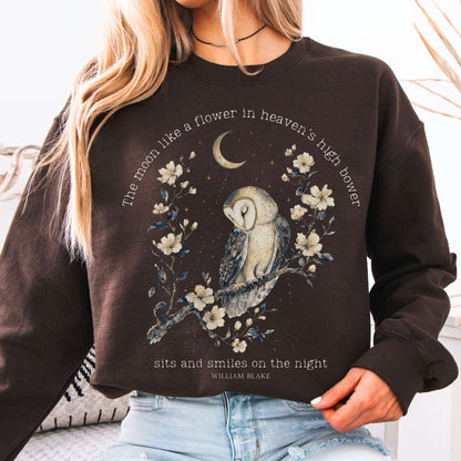 Sweatshirt Dark Chocolate / S The Moon Smiles On The Night William Blake Literary Crewneck Sweatshirt The Mystic Eden