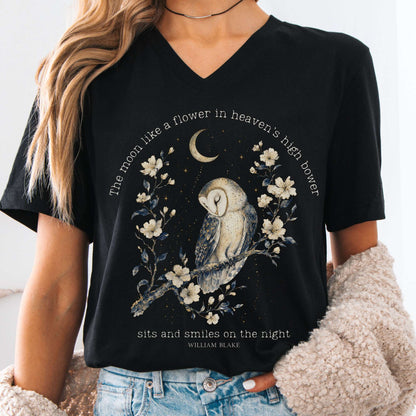 V-neck Black / S The Moon Smiles On The Night William Blake Literary V-Neck The Mystic Eden