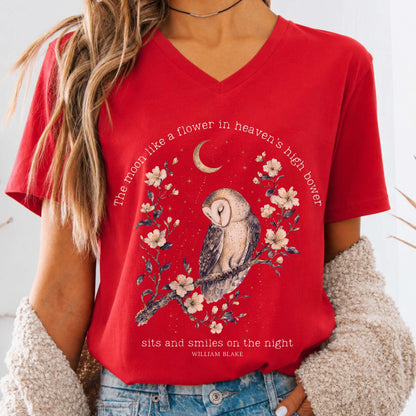 The Moon Smiles On The Night William Blake Literary V-Neck