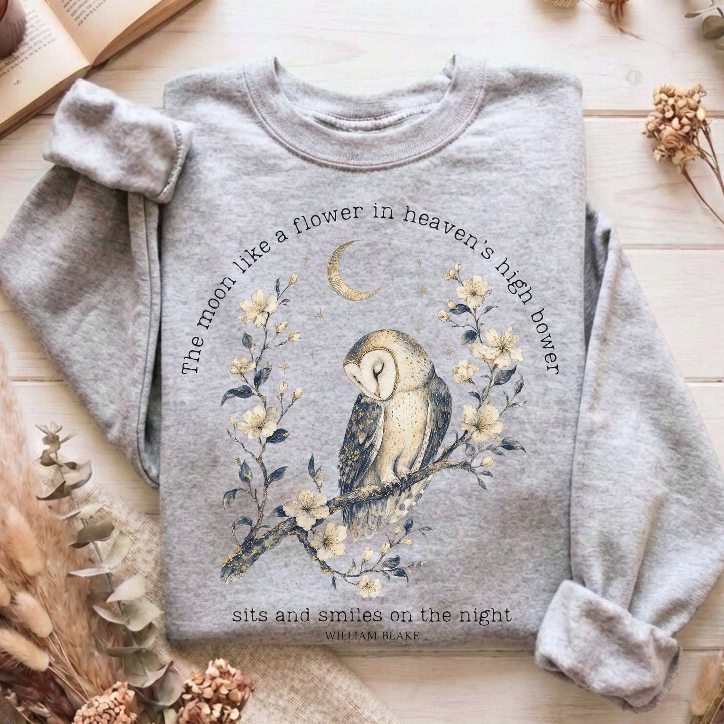 The Moon Smiles On The Night William Blake Literary Sweatshirt