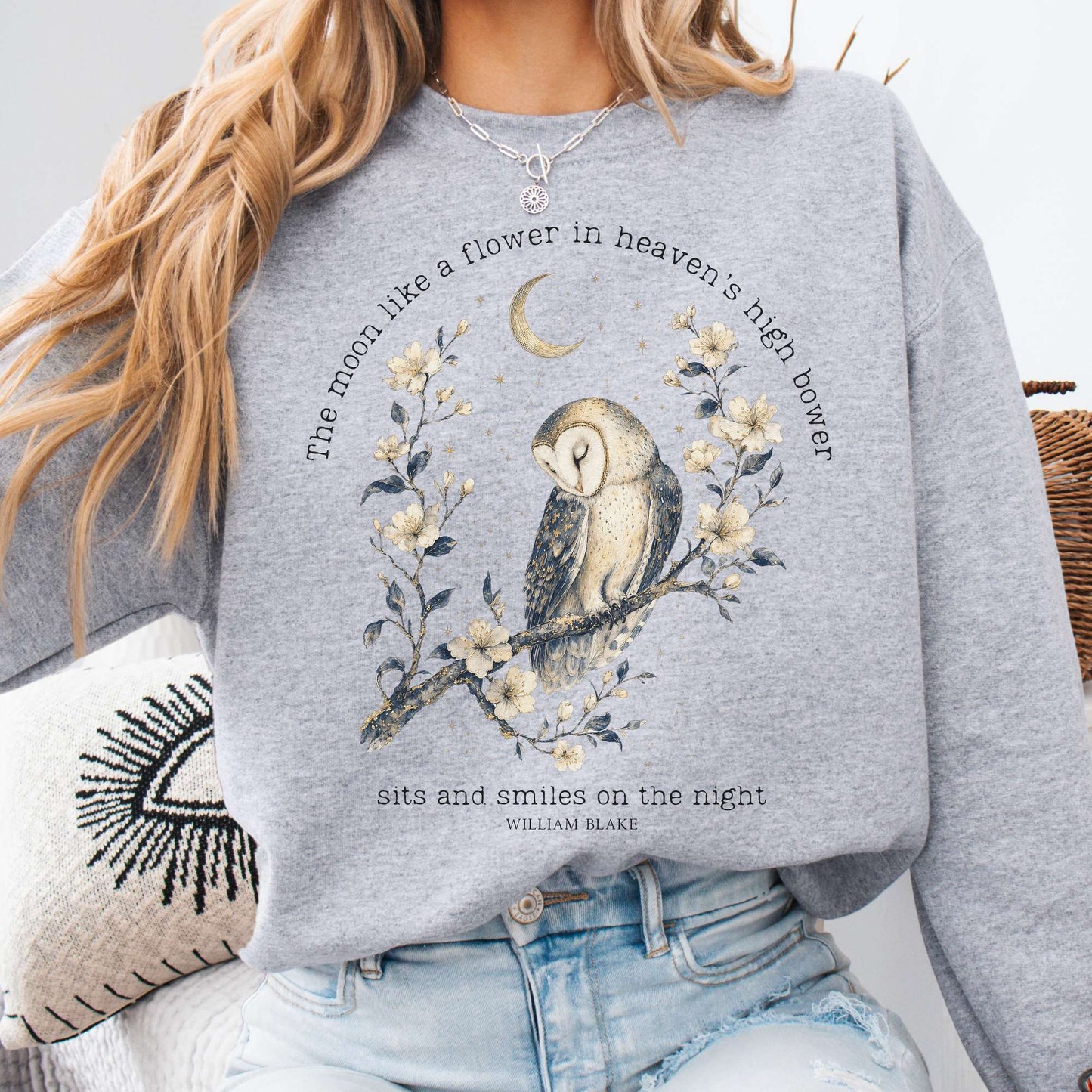 The Moon Smiles On The Night William Blake Literary Sweatshirt