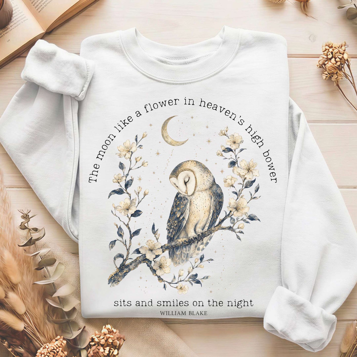 The Moon Smiles On The Night William Blake Literary Sweatshirt