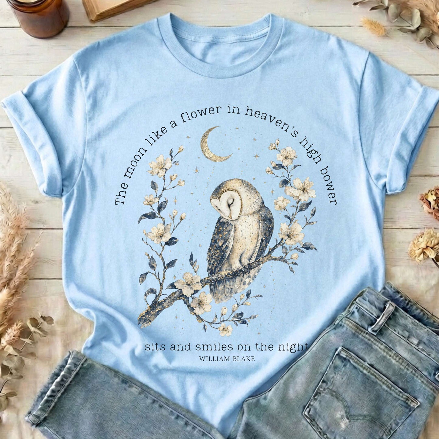 The Moon Smiles On The Night William Blake Literary T-Shirt