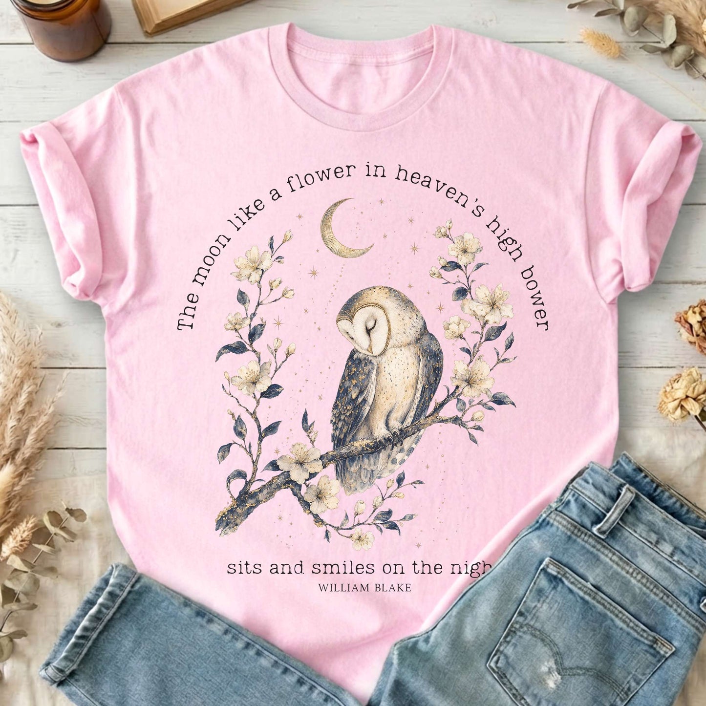 The Moon Smiles On The Night William Blake Literary T-Shirt