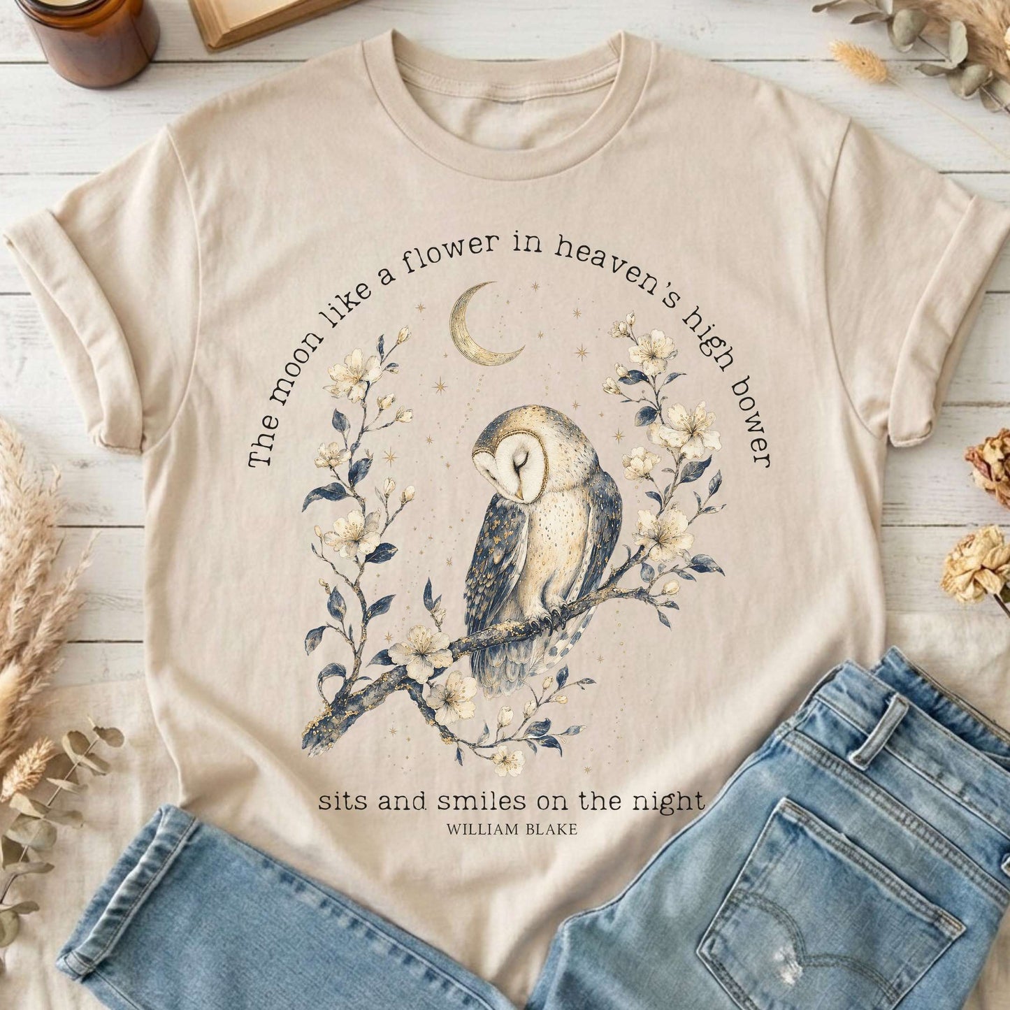 The Moon Smiles On The Night William Blake Literary T-Shirt