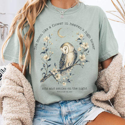 T-Shirt Bay / S The Moon Smiles On The Night William Blake Literary T-Shirt The Mystic Eden