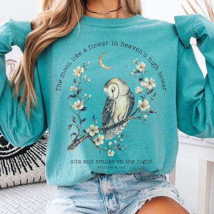 Long-sleeve Seafoam / S The Moon Smiles On The Night William Blake Literary Long Sleeve The Mystic Eden