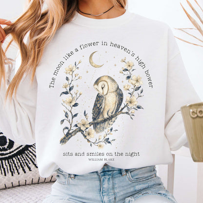 Sweatshirt White / S The Moon Smiles On The Night William Blake Literary Crewneck Sweatshirt The Mystic Eden