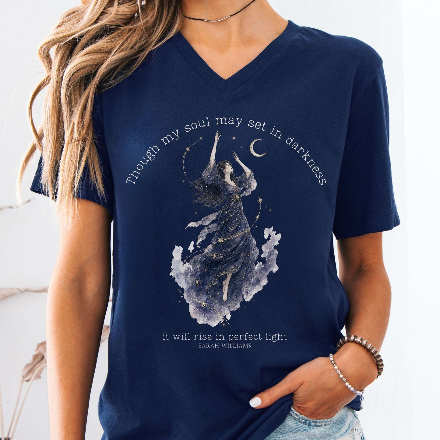 Though My Soul May Set in Darkness Sarah Williams Literary V-Neck