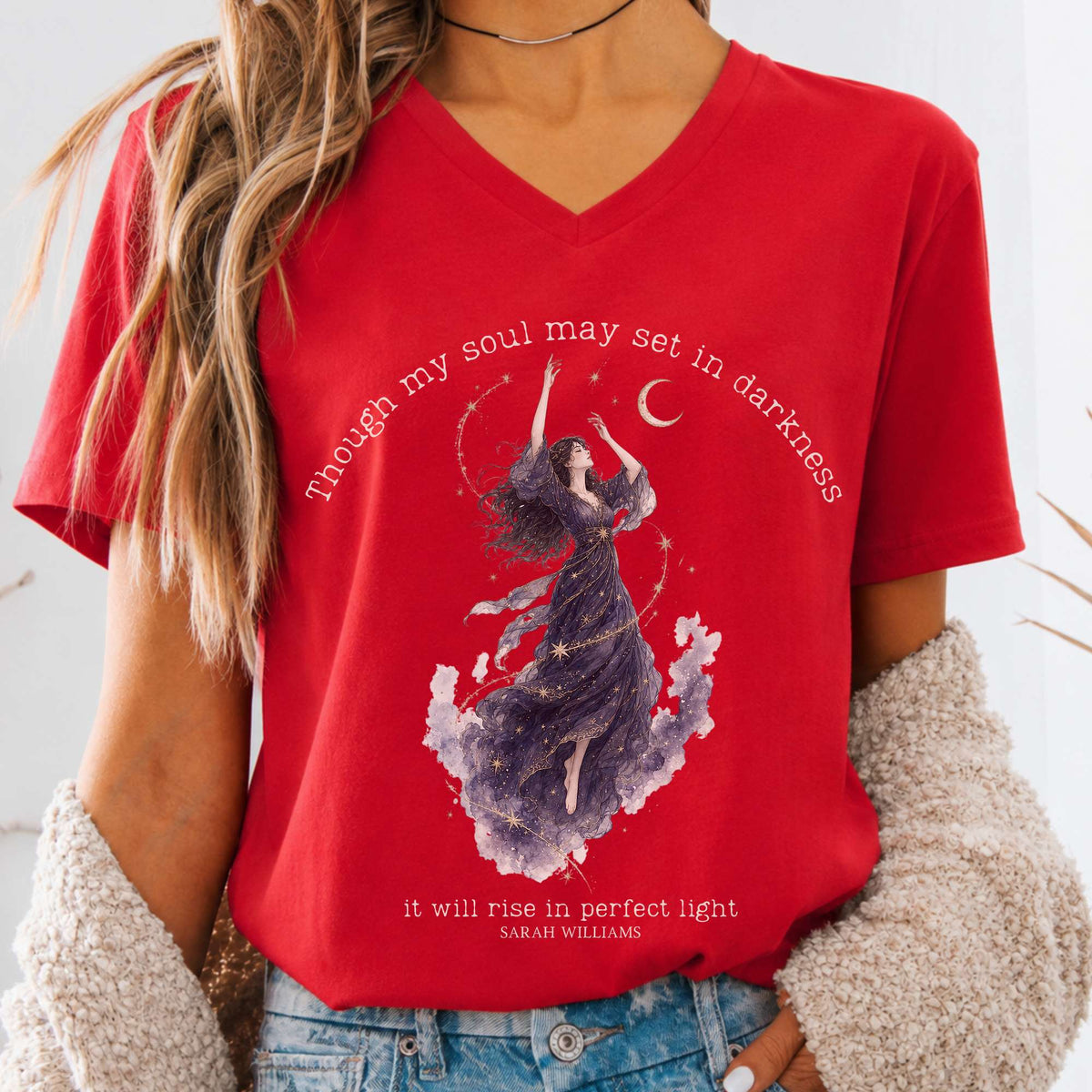 Though My Soul May Set in Darkness Sarah Williams Literary V-Neck