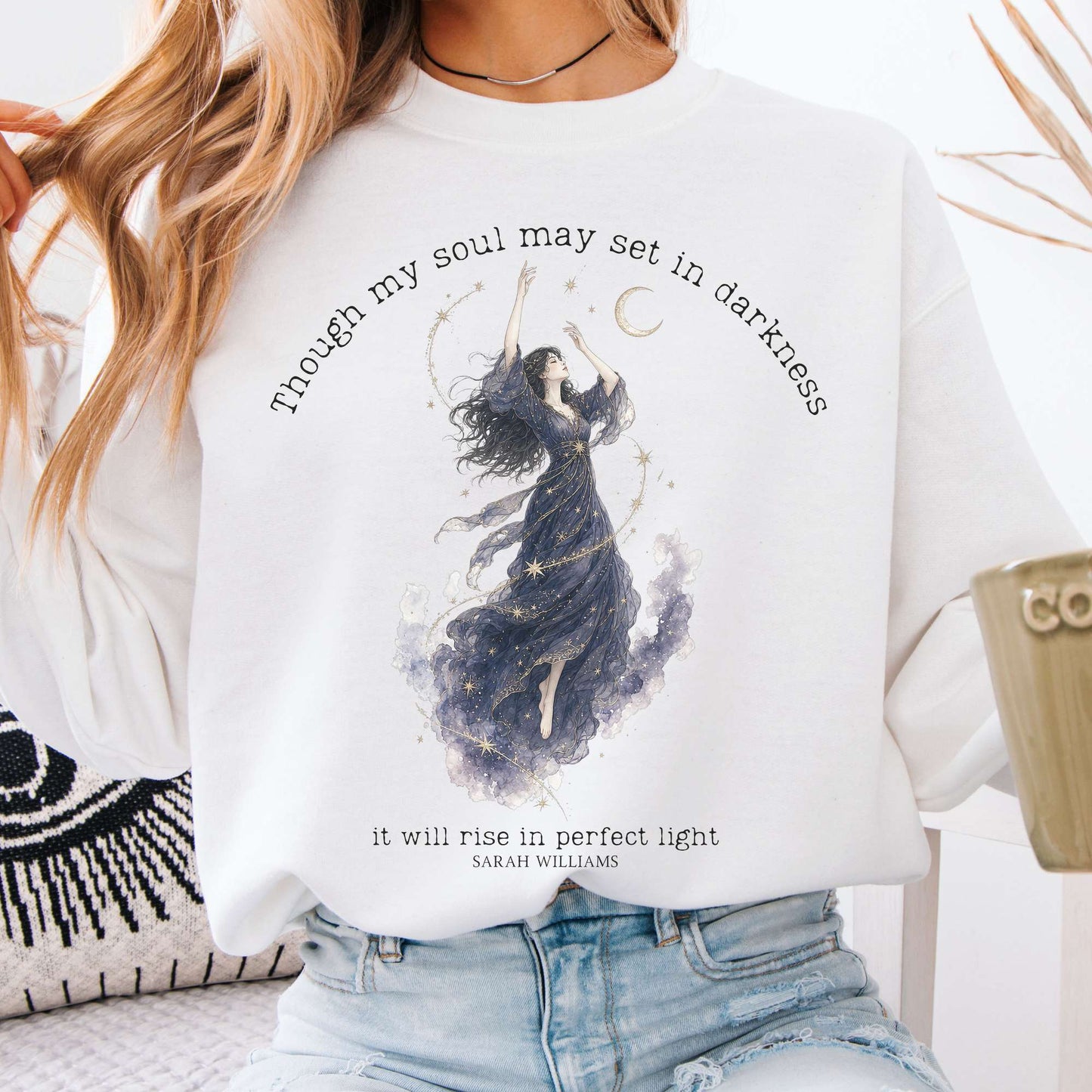 Though My Soul May Set in Darkness Sarah Williams Literary Crewneck Sweatshirt