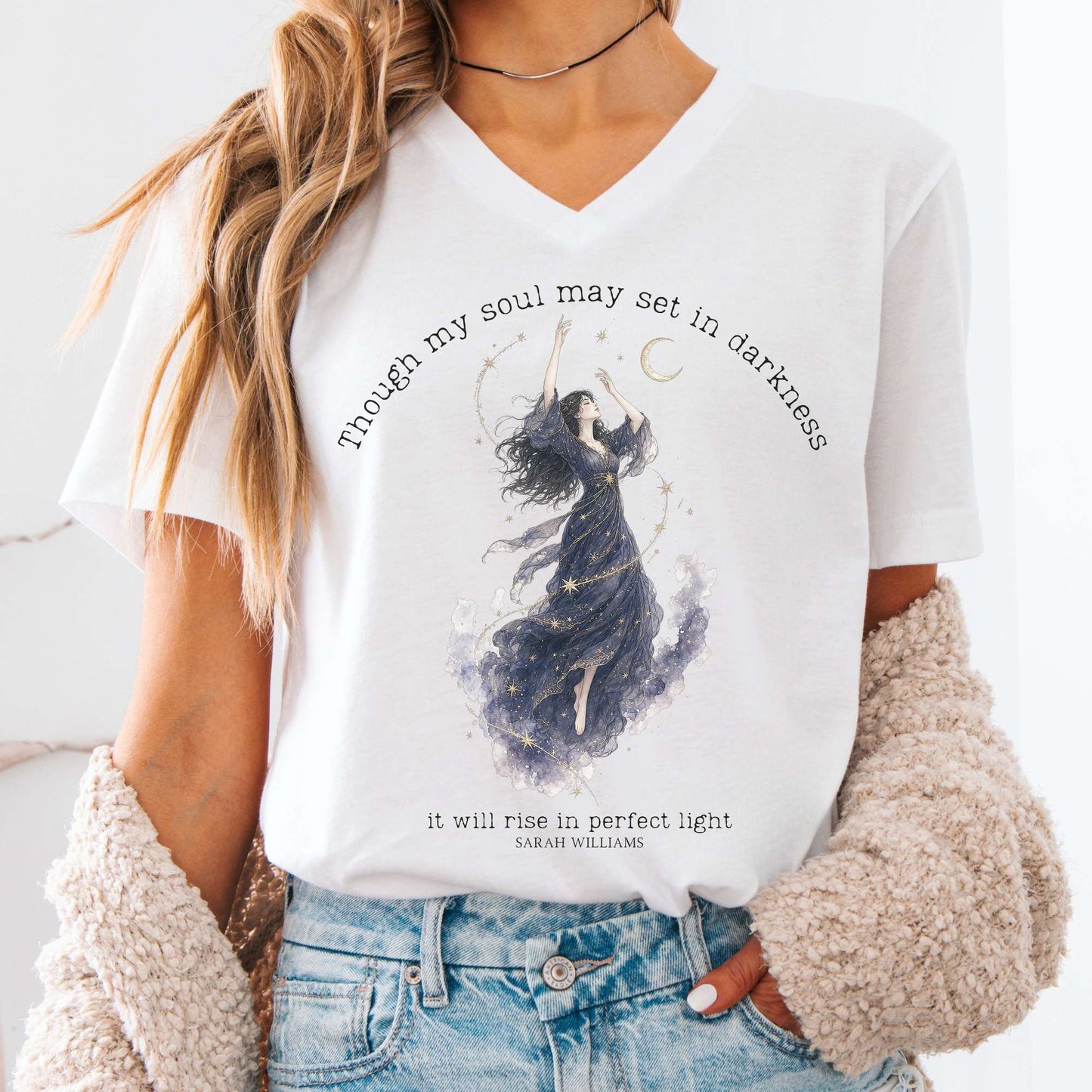 Though My Soul May Set in Darkness Sarah Williams Literary V-Neck