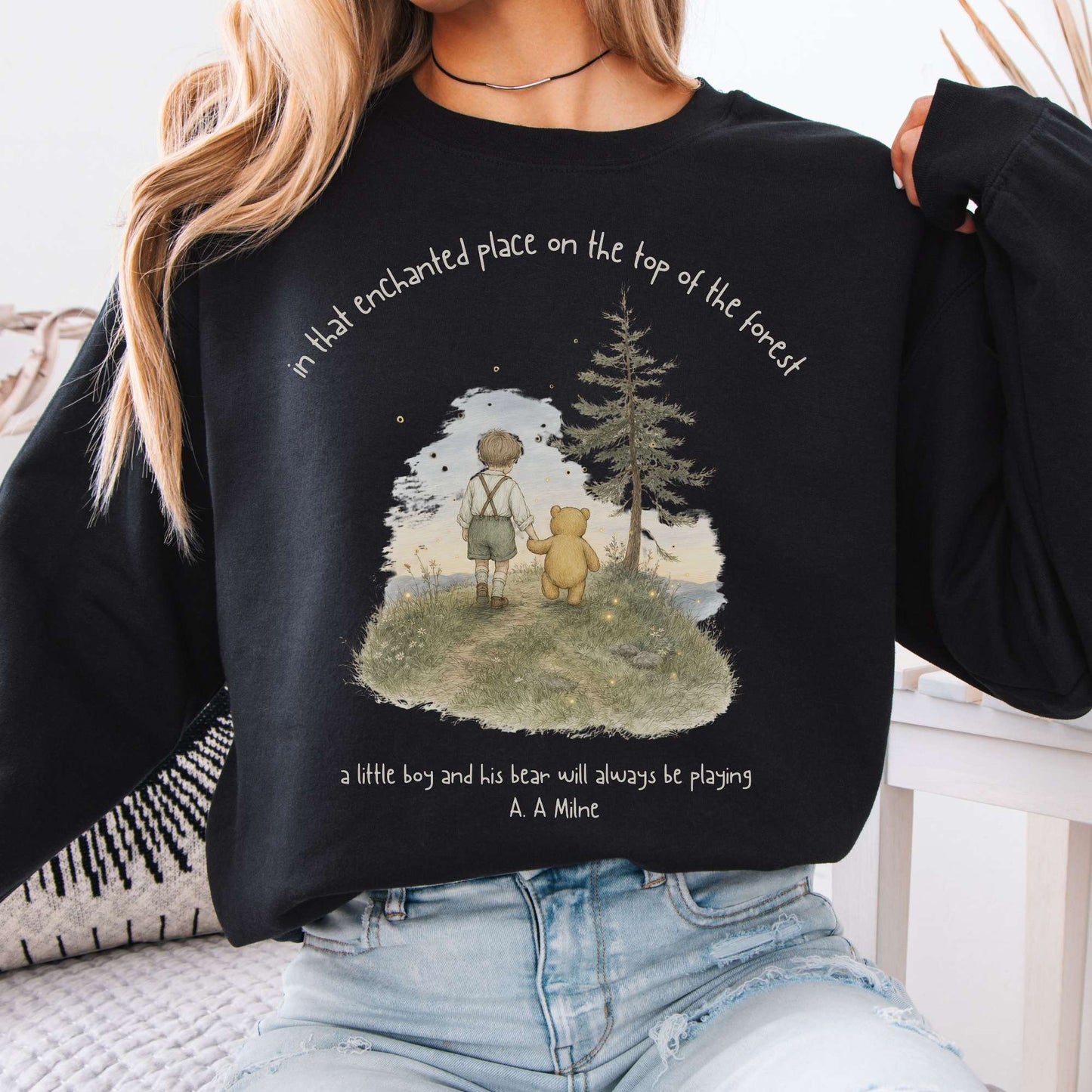 In That Enchanted Place Winnie-the-Pooh A. A. Milne Literary Sweatshirt