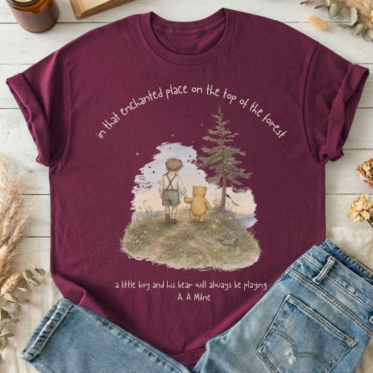 In That Enchanted Place Winnie-the-Pooh A. A. Milne Literary T-Shirt
