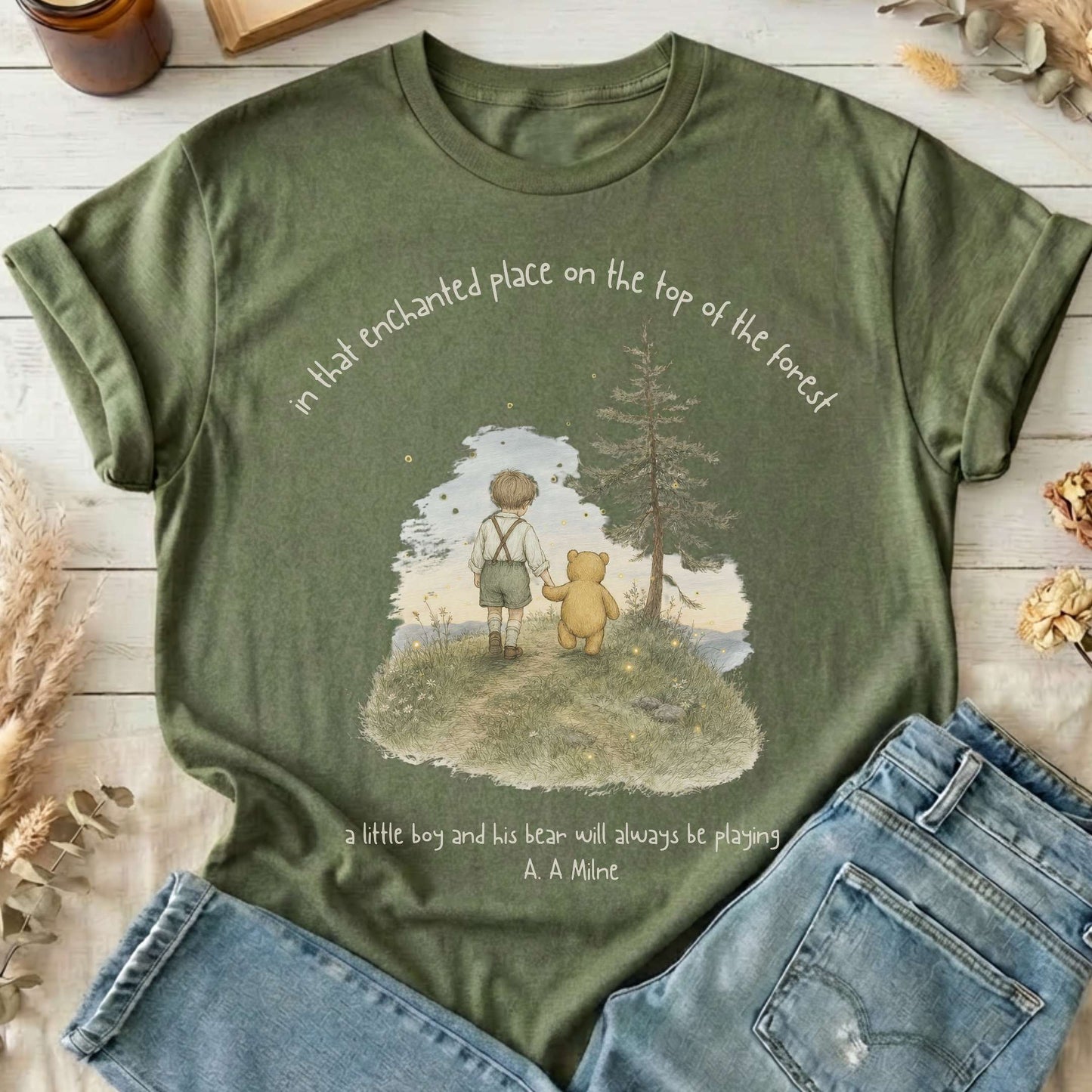 In That Enchanted Place Winnie-the-Pooh A. A. Milne Literary T-Shirt