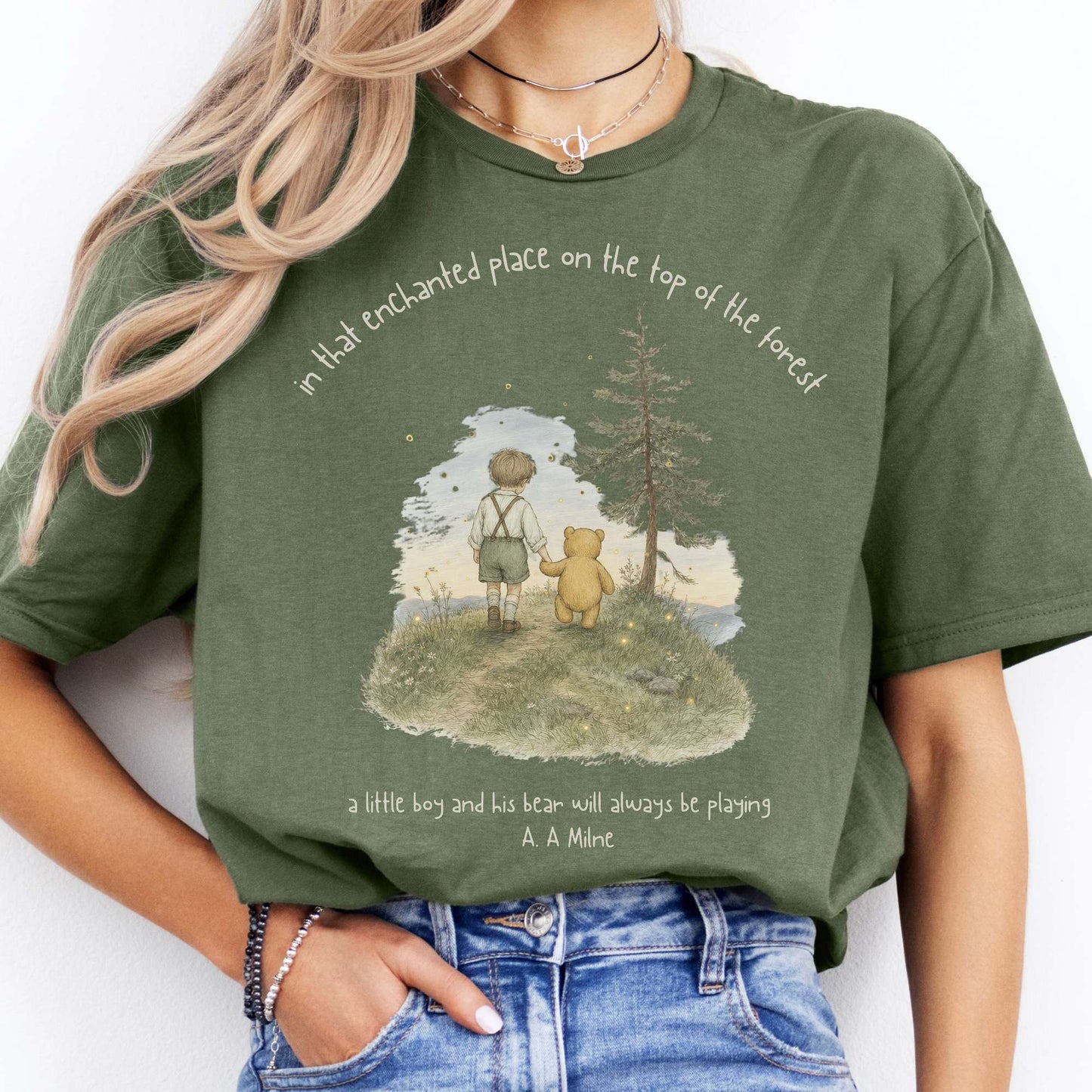 In That Enchanted Place Winnie-the-Pooh A. A. Milne Literary T-Shirt